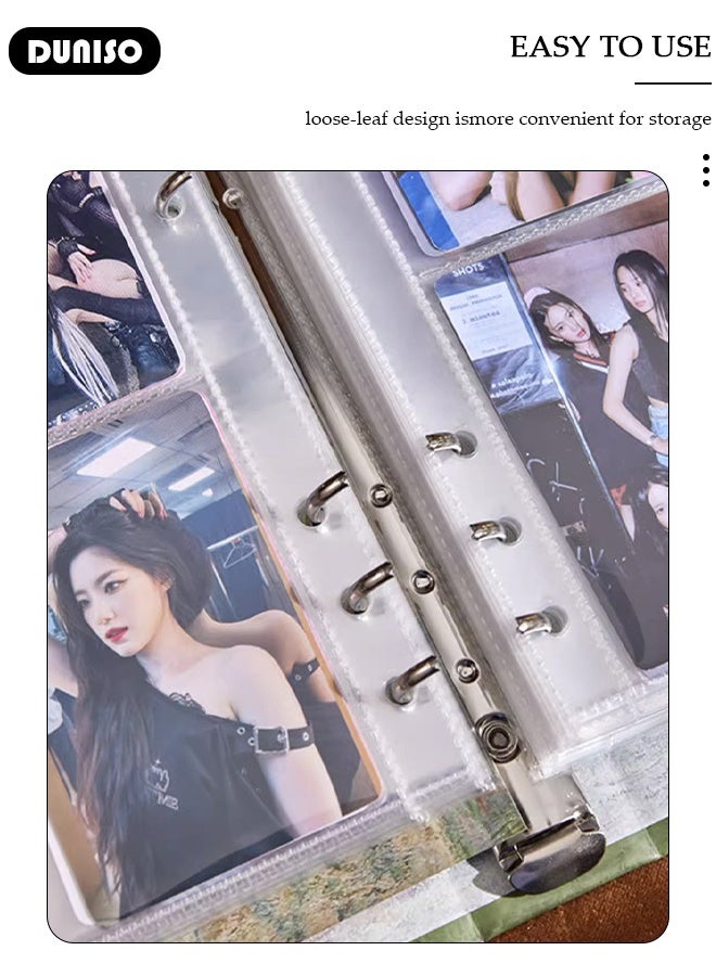 DUNISO A5 Photocard Binder Album, 3d Hollow-Out Vintage Adjustable 6-Ring Albums,Photocard Collect Book, Refillable Photo Card Collectible Book 6 Rings 4-Pocket Card Protector - Image 2