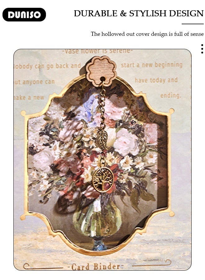 DUNISO A5 Photocard Binder Album, 3d Hollow-Out Vintage Adjustable 6-Ring Albums,Photocard Collect Book, Refillable Photo Card Collectible Book 6 Rings 4-Pocket Card Protector - Image 3