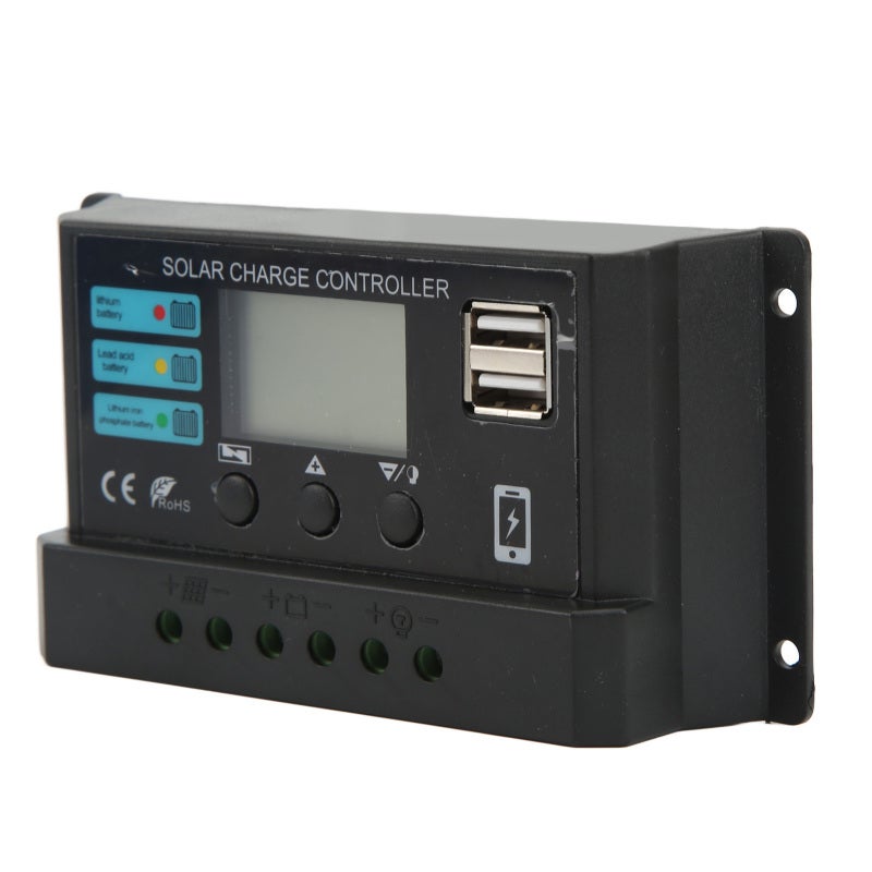 Solar Charge Controller 12V 24V Adaptive with 5V 3A USB Output - LCD Display Industrial-Grade Chip for Lithium Battery Home Commercial Use - Image 4