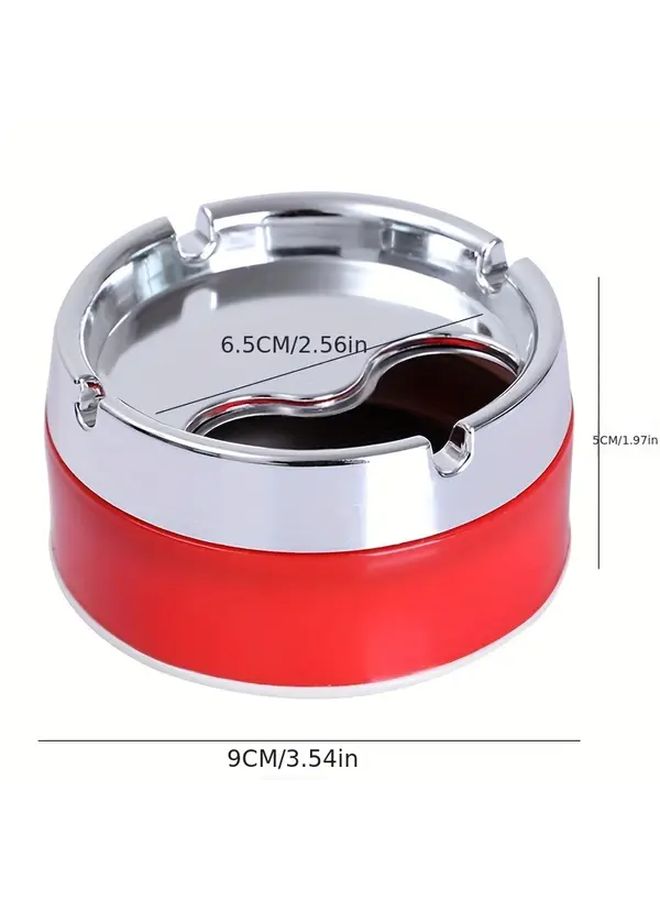 1pc Stainless Steel Windproof Ashtray Portable Car Smoking Accessory - Image 1