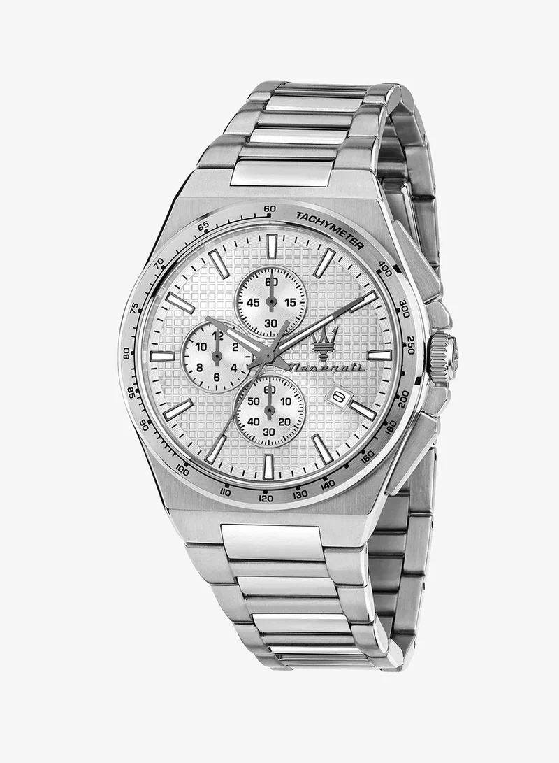 Velocità SLIM Men's Chronograph Analog Watch - Silver Guilloche Dial, 41mm Stainless Steel Case, Silver Stainless Steel Bracelet, Quartz - R8873653005