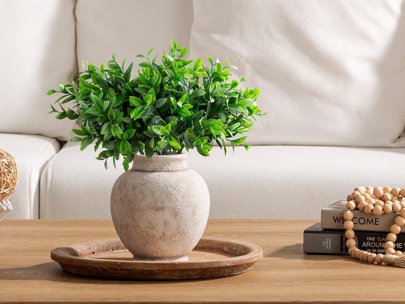 ooit Ceramic Flower Vase, 6.7 Inch White Rustic Farmhouse Decorative Vase Pottery Pampas Grass Vases for Home Decor Table Living Room Entryway Mantel Bookshelf Bedroom Bathroom Kitchen - Rustic White - Image 5