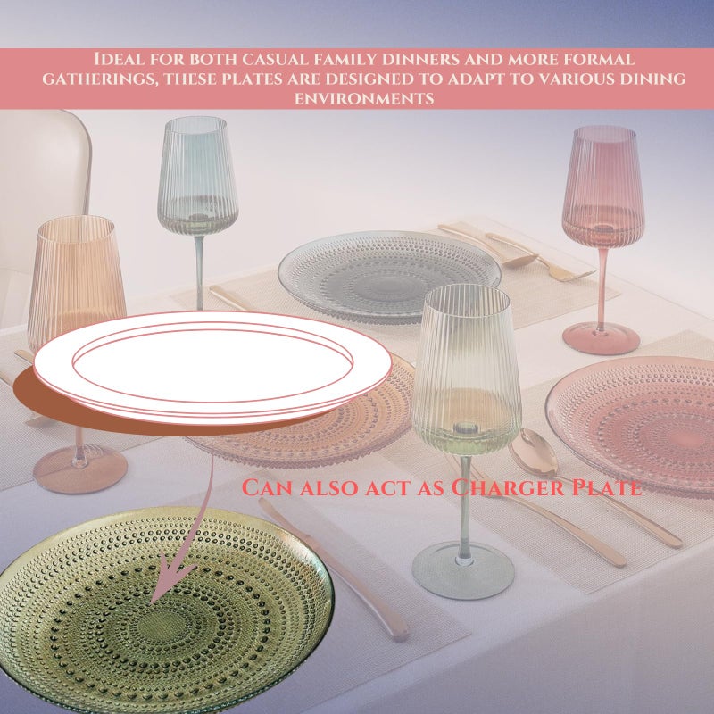 Khen Glass Hobnail Colored Plates | Set of 4 | Pastel Natural Colors 10 . 6" Dinner or - Server, Charger, Dessert Server, Appetizer Plate, Snack, Fruit, Housewarming Gift - Image 4