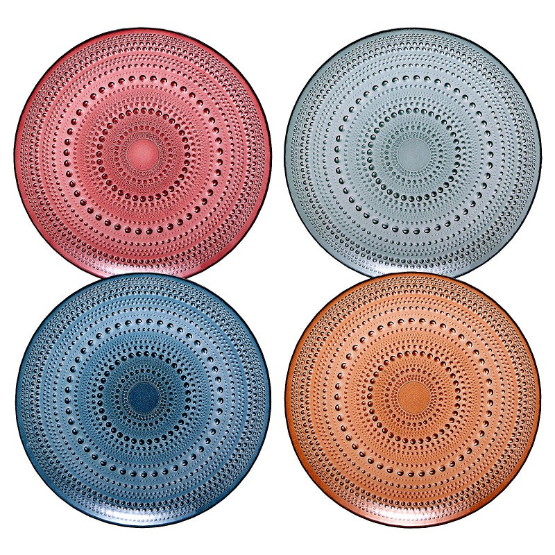 Khen Glass Hobnail Colored Plates | Set of 4 | Pastel Natural Colors 10 . 6" Dinner or - Server, Charger, Dessert Server, Appetizer Plate, Snack, Fruit, Housewarming Gift - Image 1