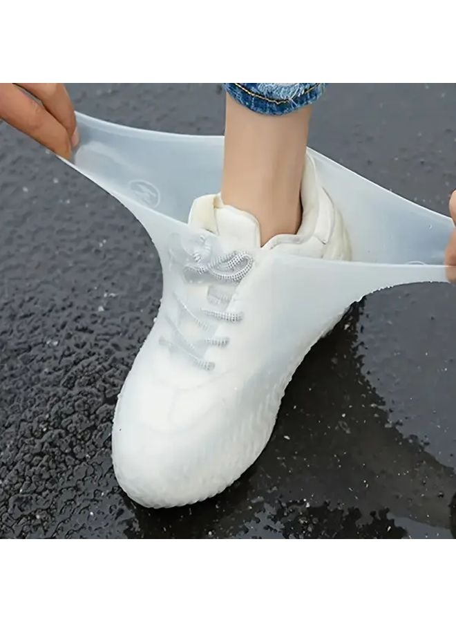 White Waterproof Non Slip Rubber Shoe Covers For Men Women Outdoor Hiking Walking - Image 5