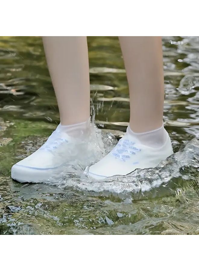 White Waterproof Non Slip Rubber Shoe Covers For Men Women Outdoor Hiking Walking - Image 1