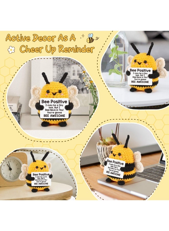 Peachjoy Funny Basket Stuffers, Mini Positive Crochet Bee Animals, Gifts for Mom, Grandma, Wife, Teacher and Friends, Affirmation Cheer Up Gifts and Bee Decor - Image 2