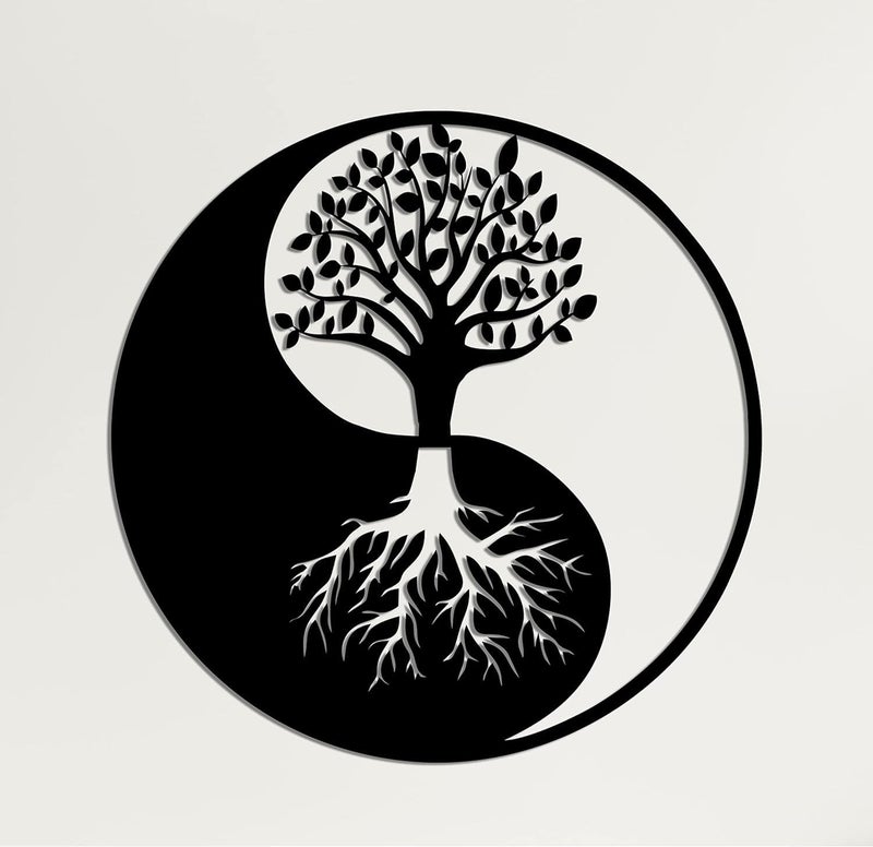 Reyox Metal Wall Art Tree of Life Wall Art Metal Yin Yang Decor Metal Wall Dcor Interior Decoration Wall Hangings 18 W x 18 H 45x45 cm