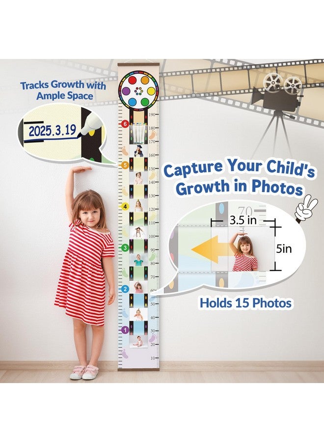 NiHome Projector Growth Chart for Kids with Picture Frames, Height Measurement Ruler Milestone Markers, Foldable Kids Height Wall Chart, Birthday Keepsake Gift for Toddler Boy Girl Room Wall Decor (Rainbow) - Image 2