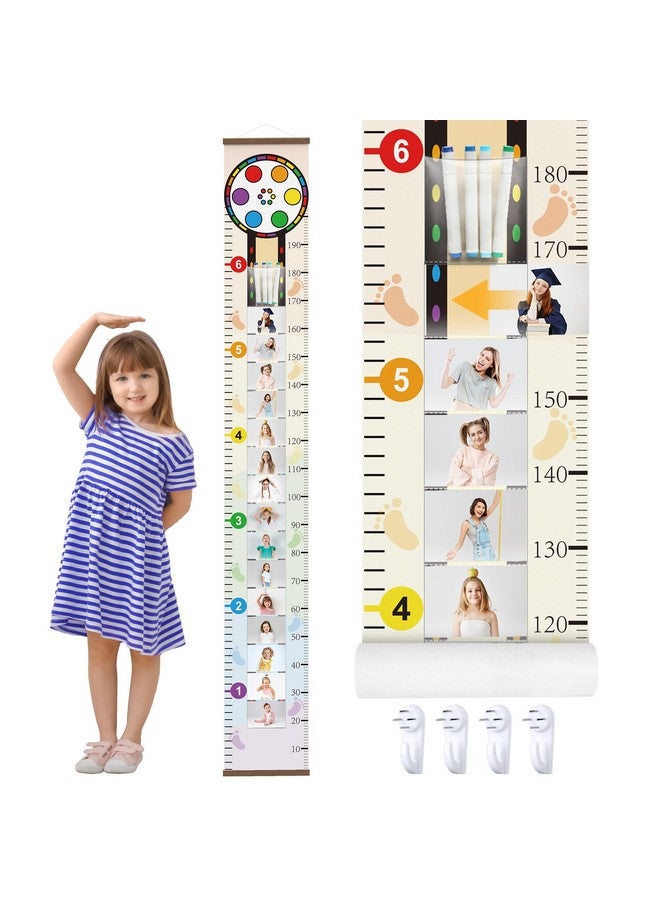 NiHome Projector Growth Chart for Kids with Picture Frames, Height Measurement Ruler Milestone Markers, Foldable Kids Height Wall Chart, Birthday Keepsake Gift for Toddler Boy Girl Room Wall Decor (Rainbow) - Image 1