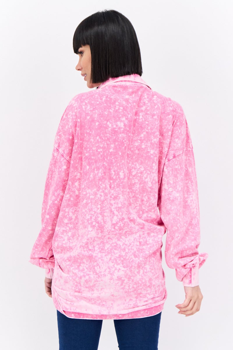 Bershka by Pepa Salazar Women Knot Neckline Long Sleeves Tie Dye Top, Multicolor - Image 3