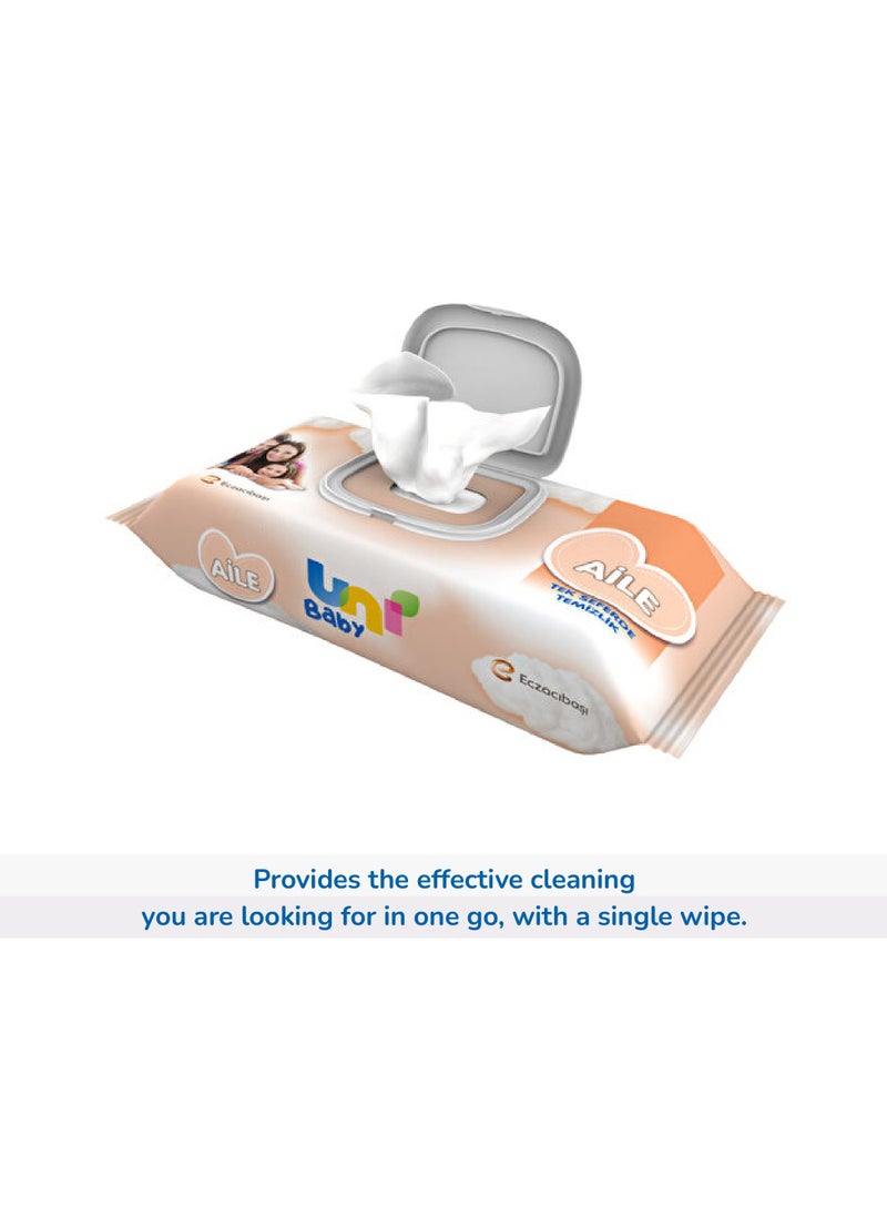 Uni baby - Pack of 6 Wet Wipes for Family - Gentle & Skin-Friendly, Dermatologically Certified, Suitable for All Ages,  600 Pieces - Image 1