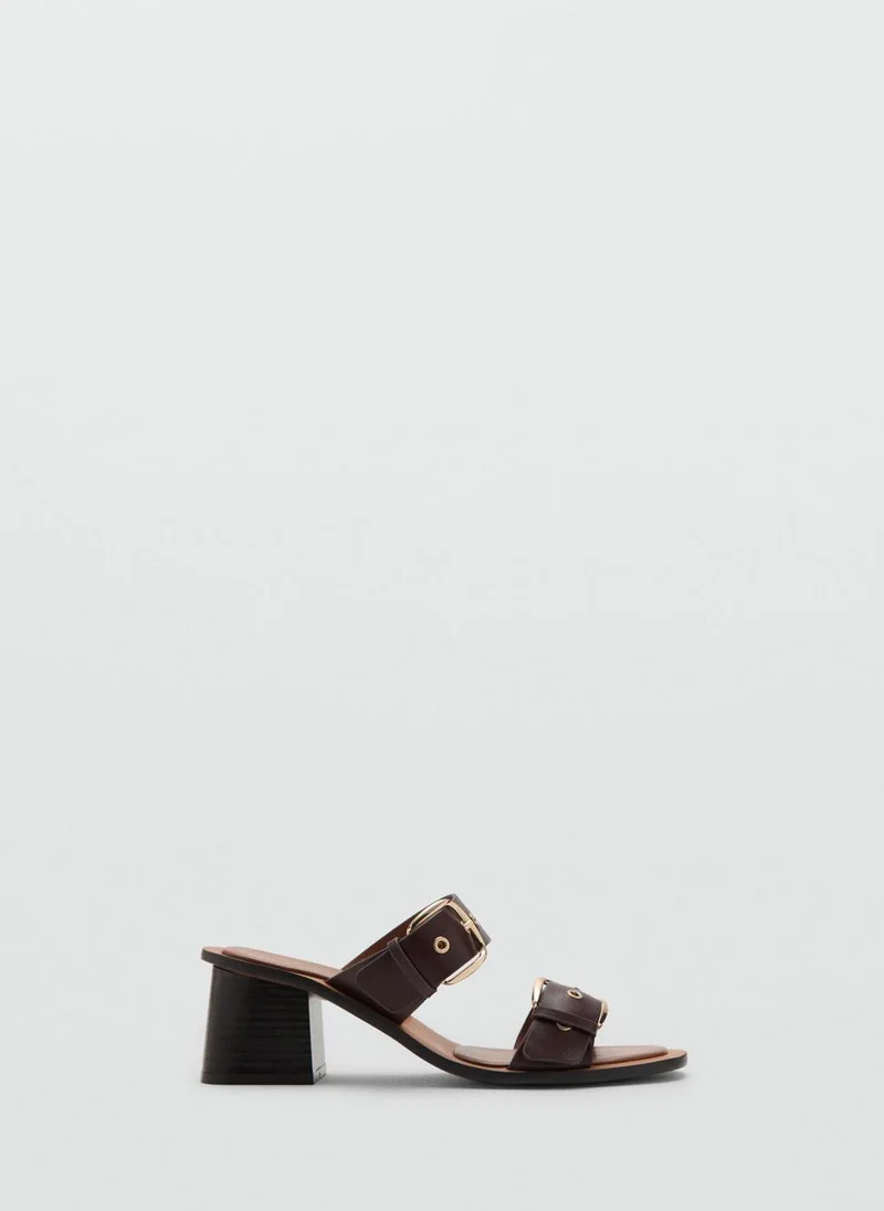 MANGO Leather Heeled Sandals With Buckles