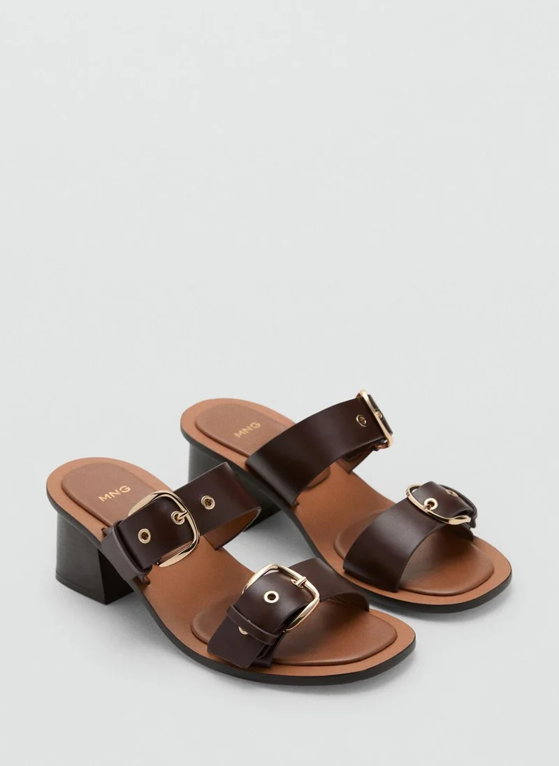 MANGO Leather Heeled Sandals With Buckles