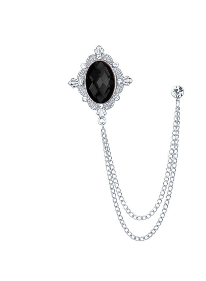 Shougu Versatile Temperament Personality Gemstone Tassel Chain Suit Brooch 