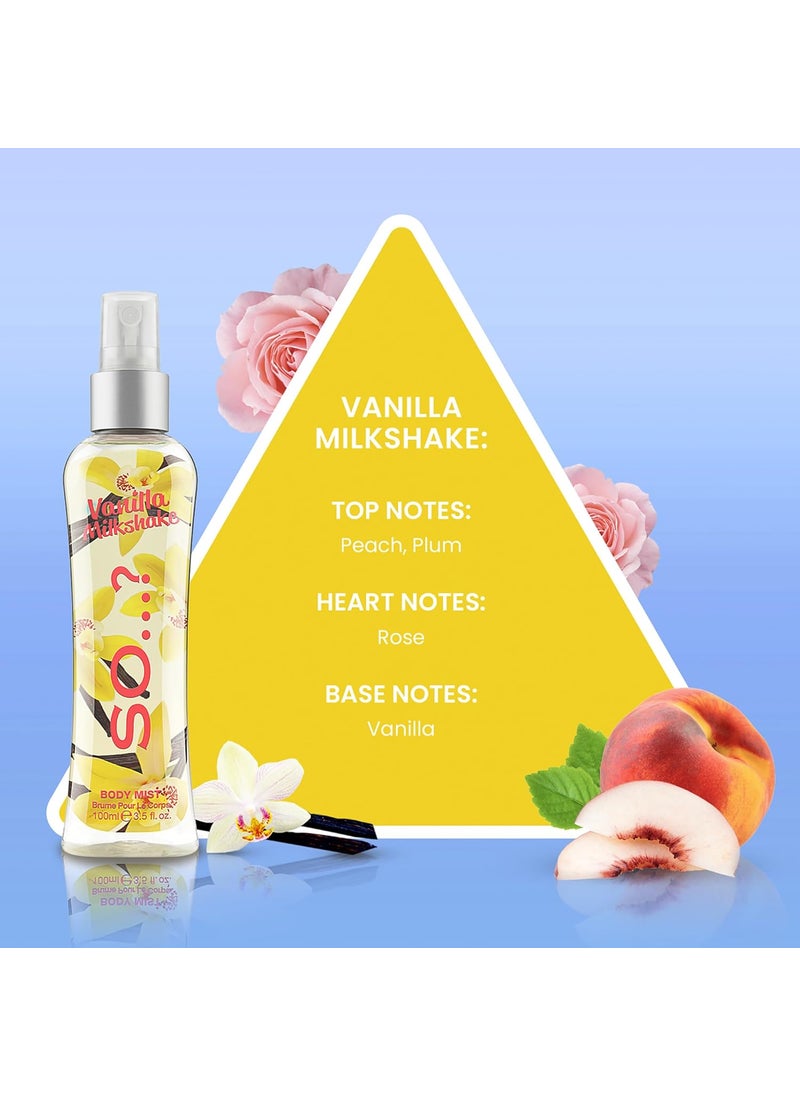 So..? So Vanilla Milkshake Body Mist  Vanilla Perfume with Peach Plum Rose Notes  Ideal Gifts for Women  LongLasting Perfume for Women  35 oz  - Image 2
