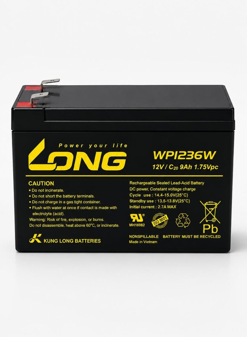 Long Lead Acid AGM Battery (9Ah/12 Volt) long 12V/C20 9Ah 1.75VPc