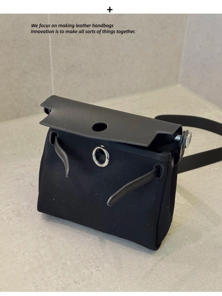 Summer Genuine Leather Women'S Bag Cross-Body High-End Popular Cowhide And Canvas Fashion Bag - Image 4