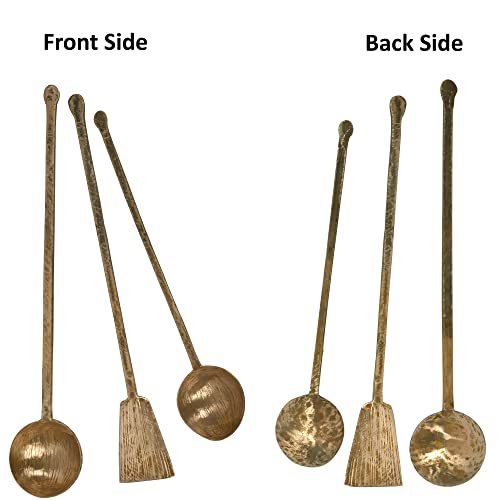 HOKOYA Handmade Brass Ladle and Spatula Set | Brass Cooking Set for Kitchen - Image 5