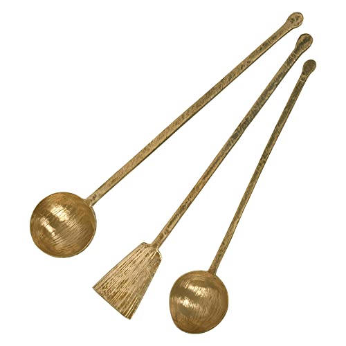 HOKOYA Handmade Brass Ladle and Spatula Set | Brass Cooking Set for Kitchen - Image 1