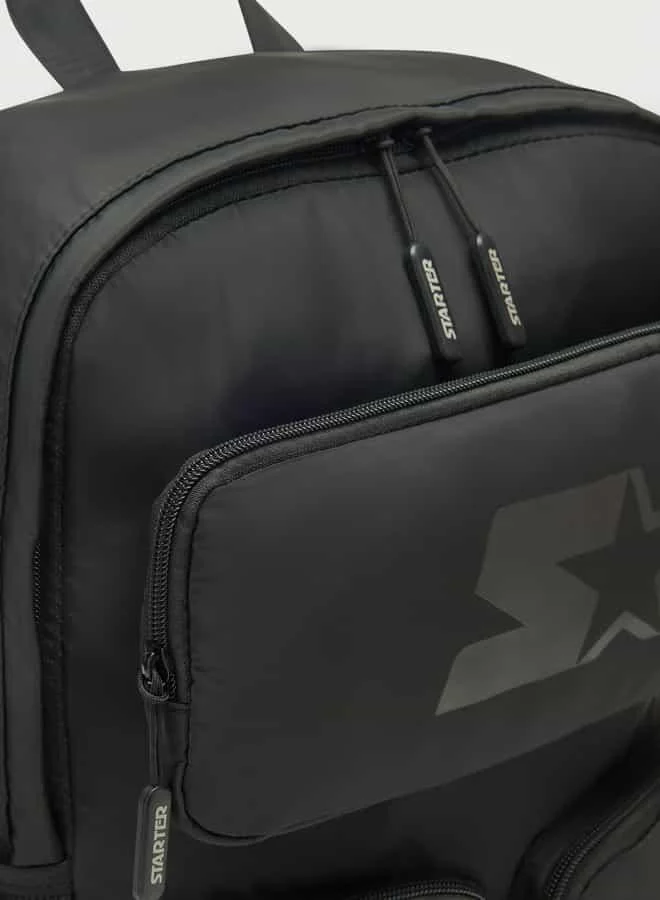 STARTER Starter Logo Print Backpack with Adjustable Straps and Zip Closure