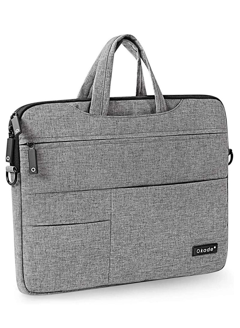 Okada Laptop Shoulder Bag Compatible with MacBook Air Pro13 & 13.3 inch Notebook Compatible with MacBook Pro 14 inch 2023-2021 A2779 M2 A2442 M1 Polyester Flapover Briefcase Sleeve Case Grey  - Image 1