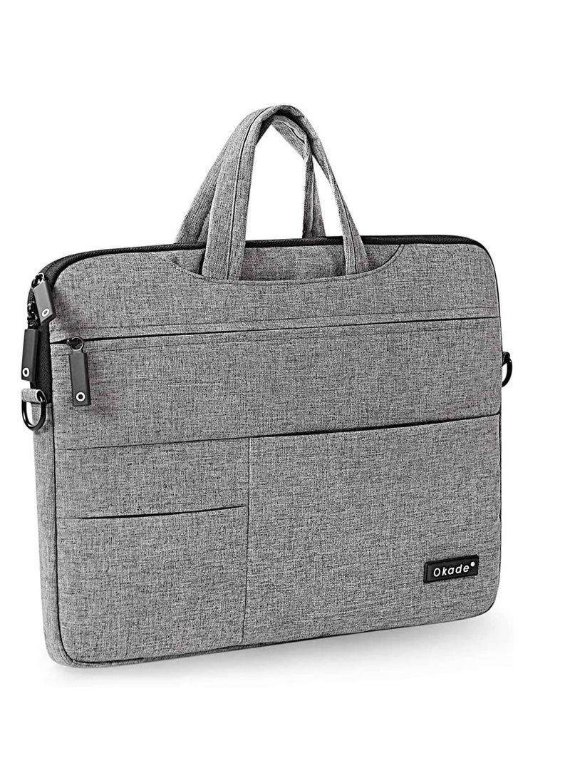 Okada Laptop Shoulder Bag Compatible with MacBook Air Pro13 & 13.3 inch Notebook Compatible with MacBook Pro 14 inch 2023-2021 A2779 M2 A2442 M1 Polyester Flapover Briefcase Sleeve Case Grey  - Image 3
