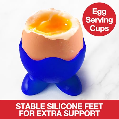 Good Cooking Silicone Egg Serving Cup (Set of 5 Holders) for Cooked Hard Boiled or Poached Soft Eggs- Multi Color Pack for Single Egg w Feet- Dishwasher Safe, Easy to Clean- Breakfast, Brunch, Morning Kitchen Tool - Image 3