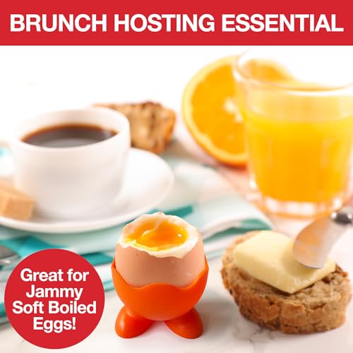 Good Cooking Silicone Egg Serving Cup (Set of 5 Holders) for Cooked Hard Boiled or Poached Soft Eggs- Multi Color Pack for Single Egg w Feet- Dishwasher Safe, Easy to Clean- Breakfast, Brunch, Morning Kitchen Tool - Image 2