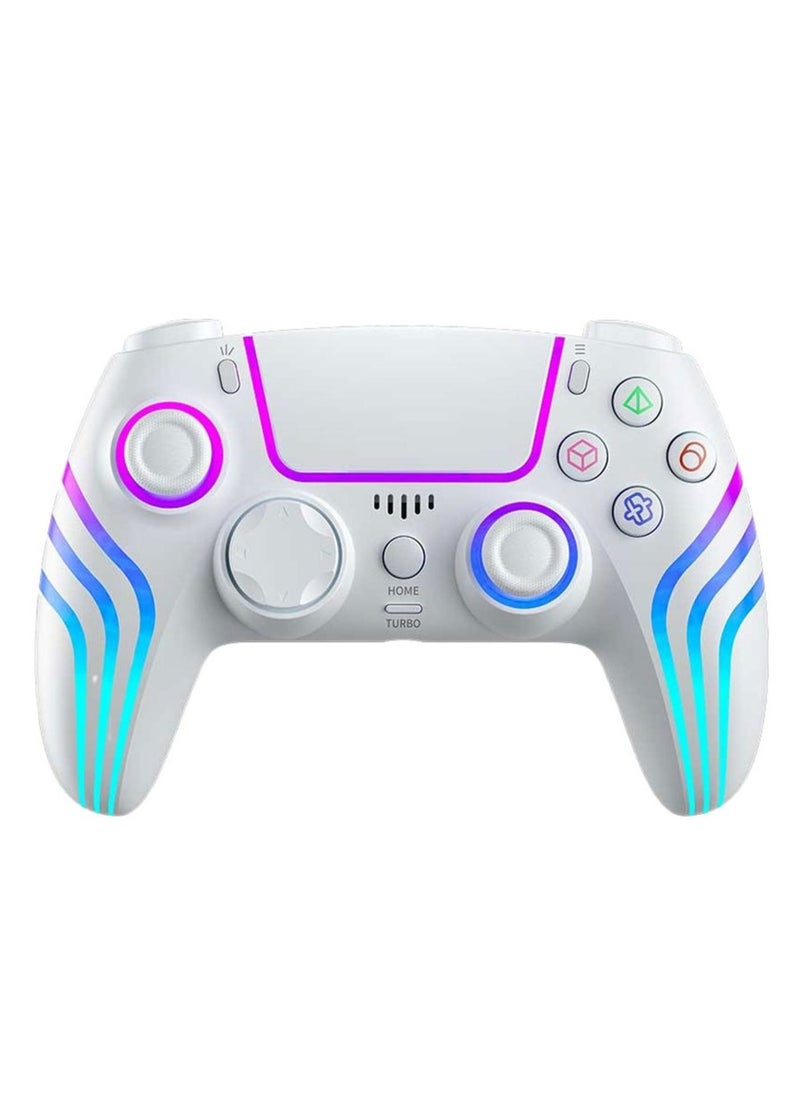 porodo Gaming PS4 Wireless Controller with Cool Light Patterns, Customizable LED Light, Multi-platform Compatibility, Ergonomic Design, 20 Hours Working Time, 10m Working Distance, 2.5 Hours Charging Time, 1000mAh Battery Capacity - White  - Image 1