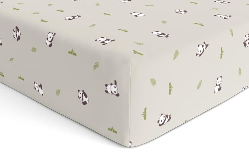The White Cradle Cotton Baby Crib Fitted Bed Sheets for Cot Organic Twill Fabric Baby Bedding for New Born Infants Toddlers 55x28 Pack of 1 The White Cradle Grey Panda - Image 1