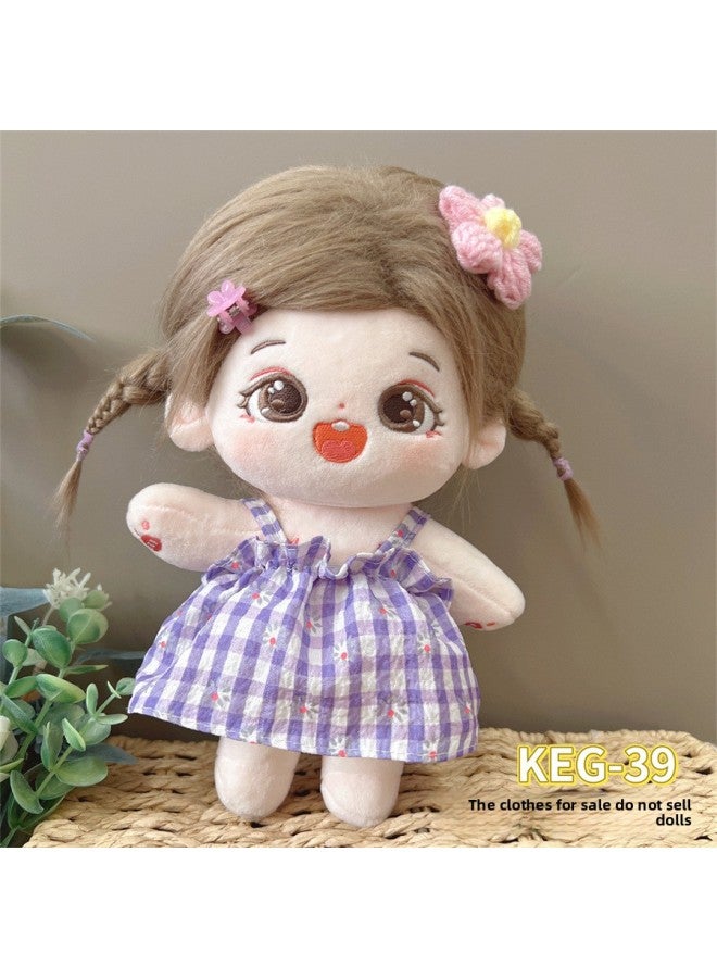# 20cm Cotton Doll Clothes For Fat Body Can Be Worn Preppy Style Suit Plush Doll Dress Up Cute Baby Clothes Skirt-Color:20cm Cotton Clothes + Headwear (excluding Baby)-Specifications:KEG-39 - Image 1