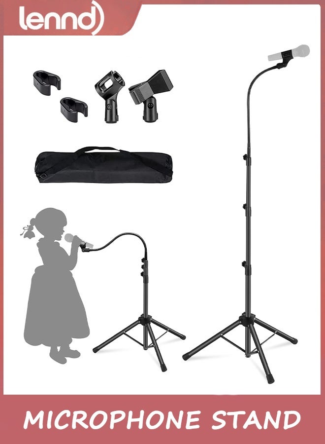 LENND Microphone Stand Boom Mic Stand-Kangziliang Mike Stand Gooseneck Microphone Stand Tripod Adjustable Height 91.5cm- 183with Mic Clips and 0.95cm- 1.59cm Adapter for Singing,Most Mics - Image 1