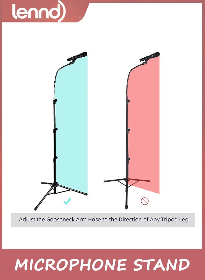 LENND Microphone Stand Boom Mic Stand-Kangziliang Mike Stand Gooseneck Microphone Stand Tripod Adjustable Height 91.5cm- 183with Mic Clips and 0.95cm- 1.59cm Adapter for Singing,Most Mics - Image 3