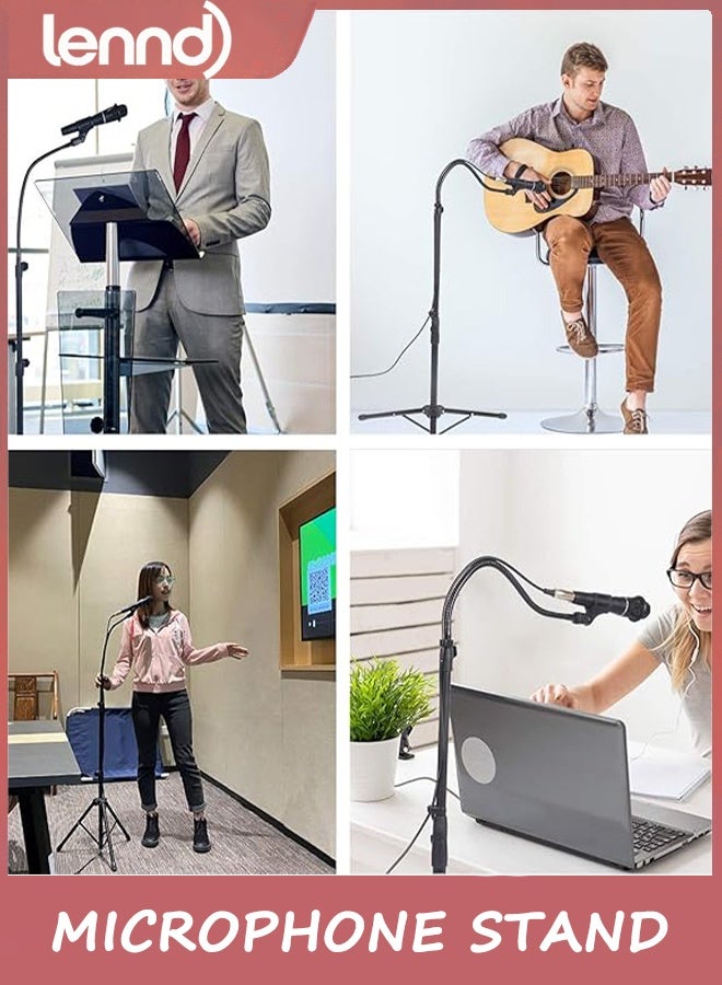 LENND Microphone Stand Boom Mic Stand-Kangziliang Mike Stand Gooseneck Microphone Stand Tripod Adjustable Height 91.5cm- 183with Mic Clips and 0.95cm- 1.59cm Adapter for Singing,Most Mics - Image 5