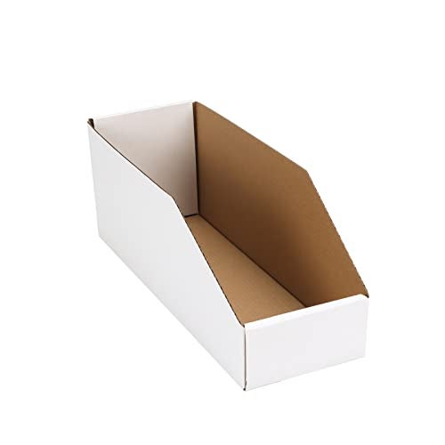 EXYGLO Cardboard Boxes, Pack of 35 Corrugated Storage Bins 12x4x4.5inch Pantry Organizer Bins for Shelves Garage Office Organization - Image 1