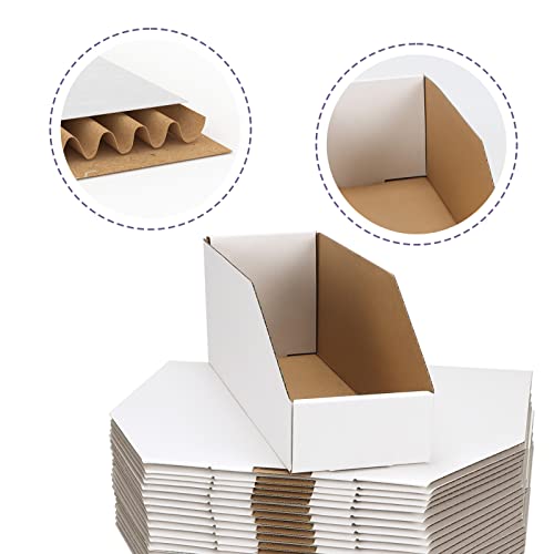 EXYGLO Cardboard Boxes, Pack of 35 Corrugated Storage Bins 12x4x4.5inch Pantry Organizer Bins for Shelves Garage Office Organization - Image 3