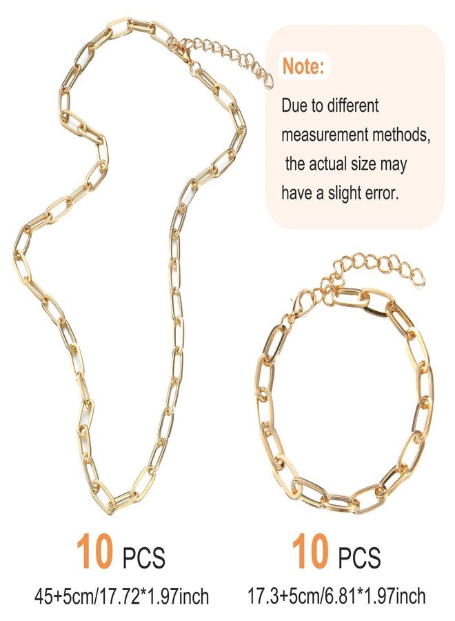 Prasacco 10 Pcs Charm Necklace Chain 10 Pcs Charm Bracelet Chain 18 Inches Paperclip Necklaces Charms Necklaces Paperclip Bracelet Chains Gold Chains for Jewelry Making - Image 2