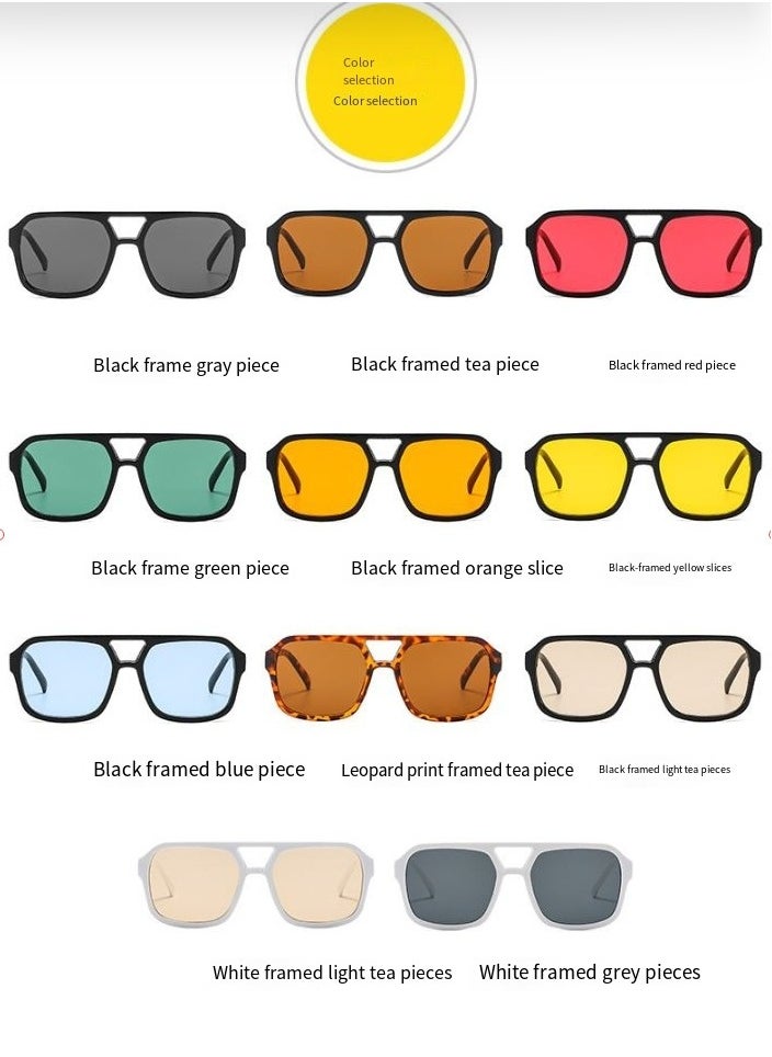 General Retro 70s Square Aviator Sunglasses Women Men Rectangular Sunglasses Flat Frame Fashion Sunglasses  - Image 5