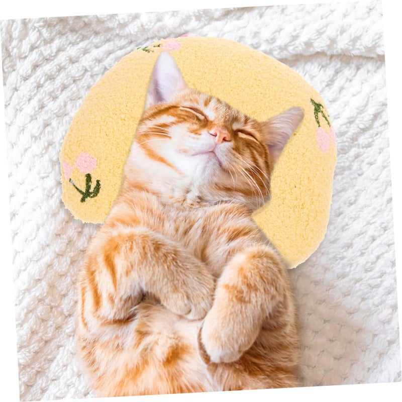 U Shaped Cat Neck Pillow Soft Calming Sleep Cushion for Kittens Blue Yellow 2 Pack - Image 5