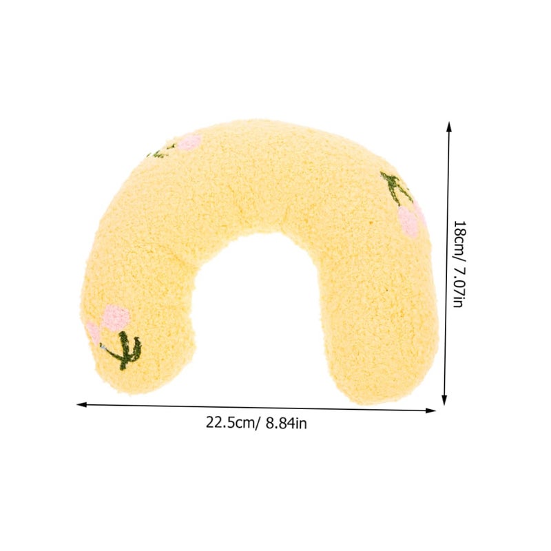 U Shaped Cat Neck Pillow Soft Calming Sleep Cushion for Kittens Blue Yellow 2 Pack - Image 3