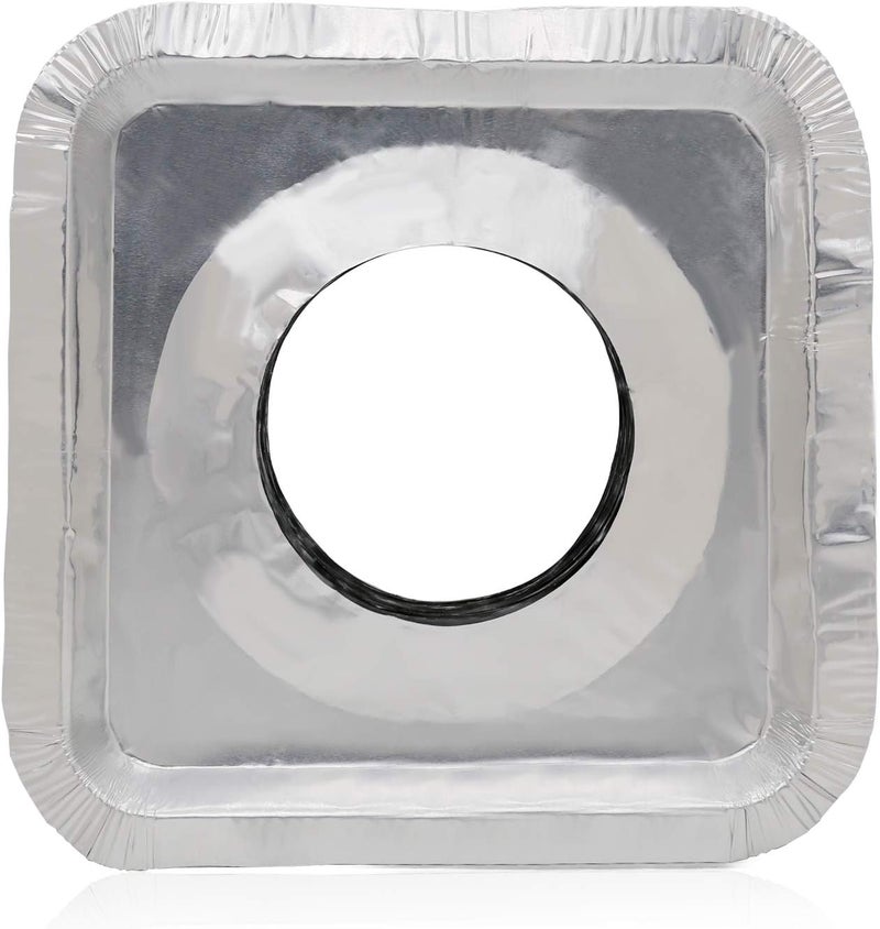 MOACOCK 100 Pack Aluminum Foil Square Stove Burner Covers Disposable Heavy Thick Quality Bib Liners Drip Pans Gas Range Top Protectors 8.5” - Image 2