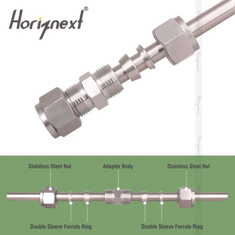 Horiznext Stainless Steel 304 Compression Fitting to connect 1/8 inch OD tube x 1/4 NPT Male thread Coupler, for brass copper stainless steel tubing (2 pcs) - Image 5