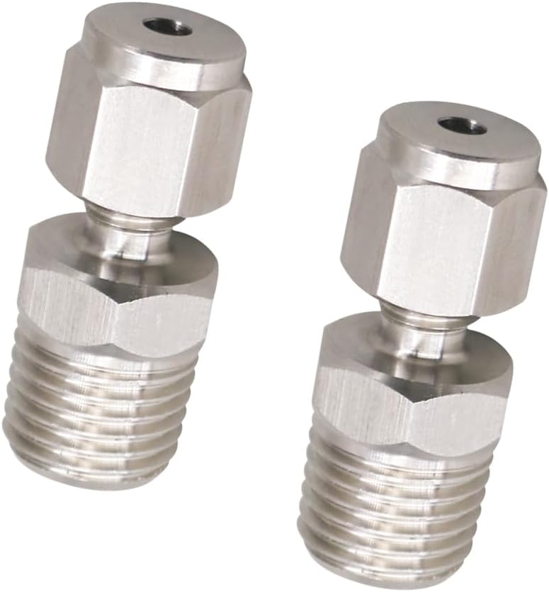 Horiznext Stainless Steel 304 Compression Fitting to connect 1/8 inch OD tube x 1/4 NPT Male thread Coupler, for brass copper stainless steel tubing (2 pcs) - Image 1