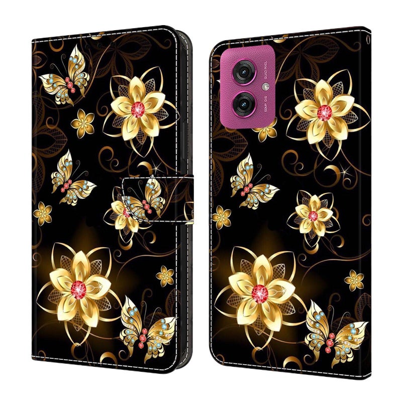 MS غطاء هاتف بملمس جلد لـ Redmi Note 14 مع حامل بطاقات وغطاء قابل للطي مع نقش ملون باللون Other باللون الأحمر - Image 1