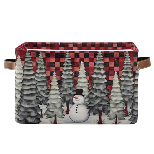 senya Christmas Basket Vintage Christmas Snowman Foldable Fabric Collapsible Storage Bins Organizer Bag for Storage Clothes - Image 1