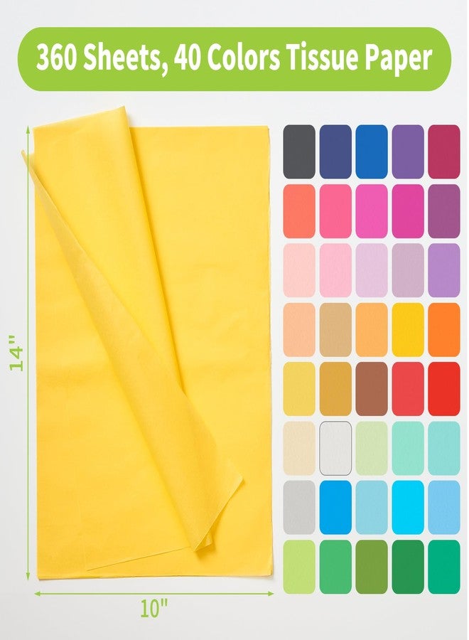 PSISO 360 Sheets Tissue Paper for Gift Bags, 40 Colors 14x10 Inch Bulk Gift Paper for Crafts Packaging Wrapping Supplies Birthday Party Wedding Flower Decorations DIY Art Projects - Image 2