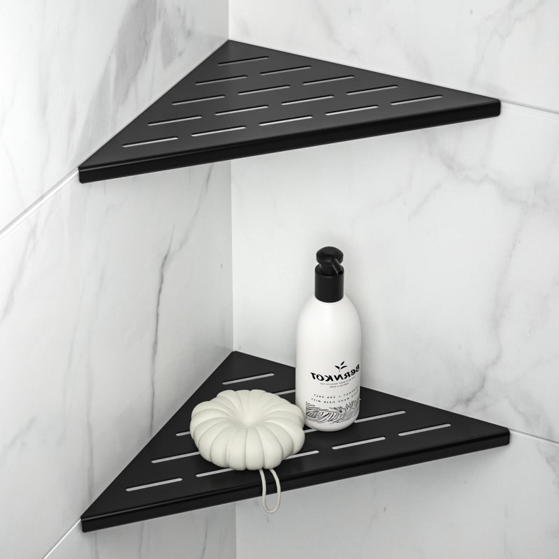 Bernkot 10 Corner Shower Shelf 2PCS 304 Stainless Steel Grout in Bathroom Shelves for Tiled Wall No Drilling Needed 10 Black