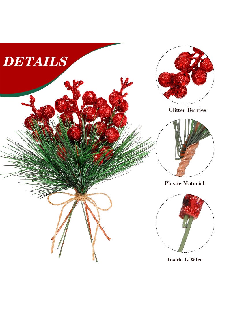 Geosar Geosar 48 Pieces Christmas Artificial Greenery Pine Branches Small Holly Artificial Berries Picks Bulk for Crafts Wreath Decorations Xmas Tree Party Gift for Christmas Holiday Decor (Red)  - Image 3