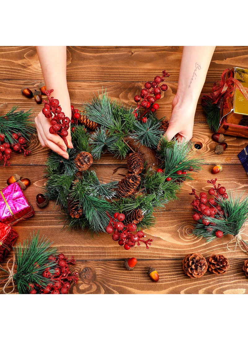 Geosar Geosar 48 Pieces Christmas Artificial Greenery Pine Branches Small Holly Artificial Berries Picks Bulk for Crafts Wreath Decorations Xmas Tree Party Gift for Christmas Holiday Decor (Red)  - Image 4